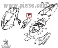 Carena laterala dreapta spate originala Peugeot Speedfight - Speedfight 2 - Speedfight - WRC - X-Race - X-Team 2T 50-100cc (gri inchis)